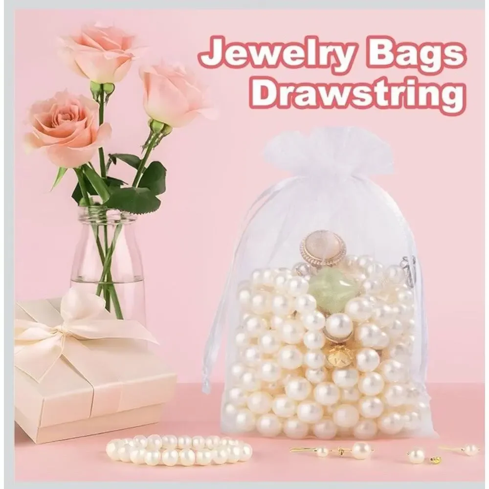 100 Organza Wedding Party Favor Gift Candy Sheer Bags Jewelry Pouch White